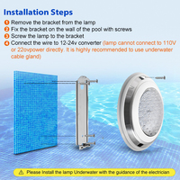 Luz LED Sumergible para Piscina IP68, Color RGB, 12V AC, SMD18W, Lámpara LED Subacuática para Piscinas