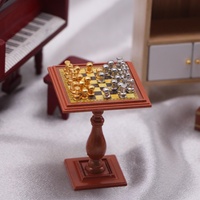 Table d'échecs miniature en métal pour maison de poupée, accessoires de modèle de puzzle pour scène alimentaire miniature en tissu pour BJD