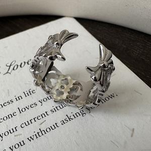 แหวนเงินแท้ S925 ลายก้างปลา ดีไซน์วินเทจแบบโบราณ ฝังลายสไตล์ฮิปฮอป - Product Image 4