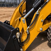 Mini-chargeuse-pelleteuse 4x4 compacte, excavatrice, pelle hydraulique diesel pour travaux de construction, d'agriculture et de terrassement