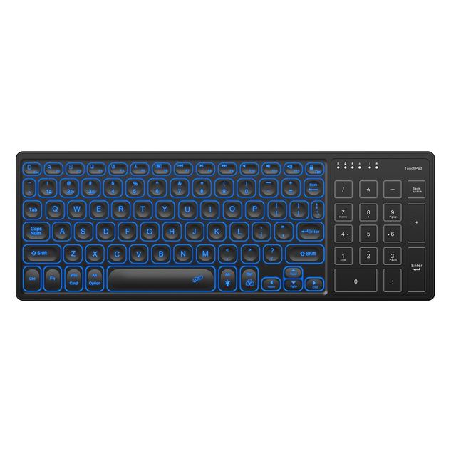 Backlit 7-Colors BT Keyboard With Touchpad 2.4G Wireless Multimedia Rechargeable Keyboard for Laptop PC Tablet
