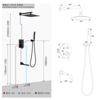 Robinet de salle de bain encastré en acier inoxydable, ensemble de douche mural avec pommeau de douche pluie en nickel brossé et tête de douche céramique douce