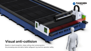 เครื่องตัดเลเซอร์ CNC 6 กิโลวัตต์ แบบไฟเบอร์ พร้อมโต๊ะปิด ฝาปิดแบบดึงออกได้ แท่นวางแบบแบน สำหรับตัดแผ่นโลหะ หัวตัดเลเซอร์แบบหลายหัว - Product Image 5
