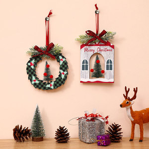 <b>Christmas</b> Wooden <b>Wall</b> Hanging Ornaments Wreath <b>Tree</b> House Shape Decorations For <b>Christmas</b> - Product Image 2