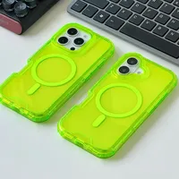 Coque antichoc transparente couleur néon pour iPhone 16 15 14 13 11 12 17 ProMax Plus avec charge sans fil