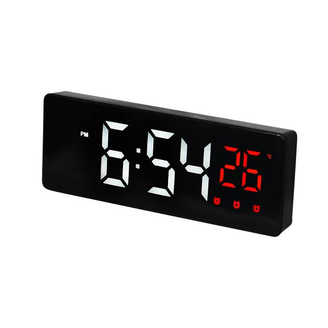 Voice Control Time Temperature Date LED Display Digital Alarm Clock Charge Battery Operated Led Clock Simple Table Clock