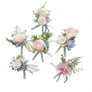 Corsage da Polso Stile Coreano/Western a Tema Foresta per Matrimoni e Banchetti, in Tonalità <span class=keywords><strong>Rosa</strong></span>/Blu - Product Image 1