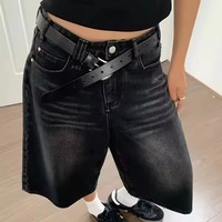 Personnalisé Vintage Lavé Noir Lâche Taille Basse Jorts Noir Lavé Taille Haute Baggy Denim Shorts Distressed Denim Baggy Jean Shorts femme vêtements