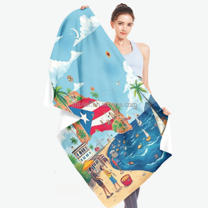 Toalla de Playa Extra Grande y Súper Suave con la Bandera de Puerto Rico, Diseño Tribal Sol Taino, Secado Rápido, Ideal para la Arena y el Baño - Product Image 5