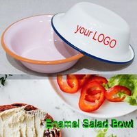 Assiettes en émail pour salade, bols à pâtes, vaisselle en émail, assiettes de service pour dîner, pique-nique, barbecue, assiettes en porcelaine, ensemble de 23.5CM