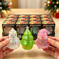 Ensemble de jouets sensoriels anti-stress scintillants et transparents en forme de sapin de Noël, bonhomme de neige et cloche, remplis de maltose, à remontée lente