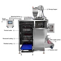 Machine d'emballage automatique multi-voies à scellage 4 côtés pour sachets cosmétiques, échantillons de crème, liquides, gels douche et shampoings