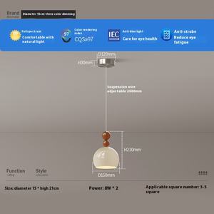 โคมไฟระย้าสไตล์วินเทจ Bauhaus สำหรับห้องนอนข้างเตียงสไตล์ฝรั่งเศสสไตล์ครีมเหล็กชั้นสูง<span class=keywords><strong>ไฟ</strong></span>แขวนสำหรับเคาน์เตอร์บาร์ - Product Image 6