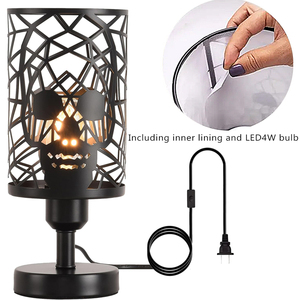 USB <span class=keywords><strong>Skull</strong></span> Cảm Ứng Bảng Đèn Có Thể Sạc Lại E26 Với USB C + Một Cổng Sạc 4000MAh Bảng Đèn Trang Trí Phòng Ngủ Ánh Sáng Đầu Giường - Product Image 4