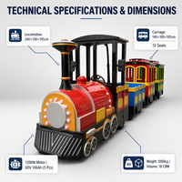 Train électrique pour enfants avec moteur 1200W, 16 places, grande capacité, conduite fluide pour les enfants dans les centres commerciaux et les parcs d'attractions