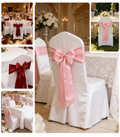 Ruban de chaise en satin multicolore personnalisé en gros pour mariage, fête, maison, banquet, toutes les chaises et occasions