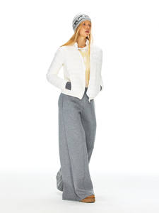 Blouson Bomber <span class=keywords><strong>Femme</strong></span> Écologique en Duvet d'Oie Blanc 95% avec Côtes, Coupe Classique Slim, Chaud et Tendance pour le Quotidien - Product Image 3
