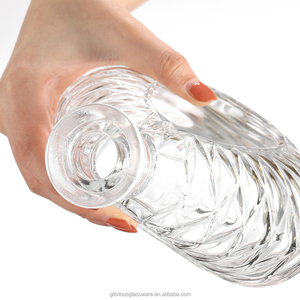 Bouteille en verre cristallin haute transparence pour spiritueux, motif soleil vintage rond aplati, directement de l'usine, pour brandy XO, whisky, vodka. - Product Image 5