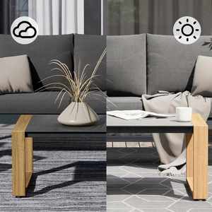 Sofá de Esquina de <span class=keywords><strong>Aluminio</strong></span> para Jardín de Lujo con Diseño de Madera, 5 Piezas con Cojines, Precio - Product Image 4