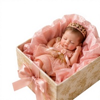 Poupée Reborn miniature de 3 pouces, poupée princesse bébé, boîte cadeau, couronne rose, jouet pour bébé