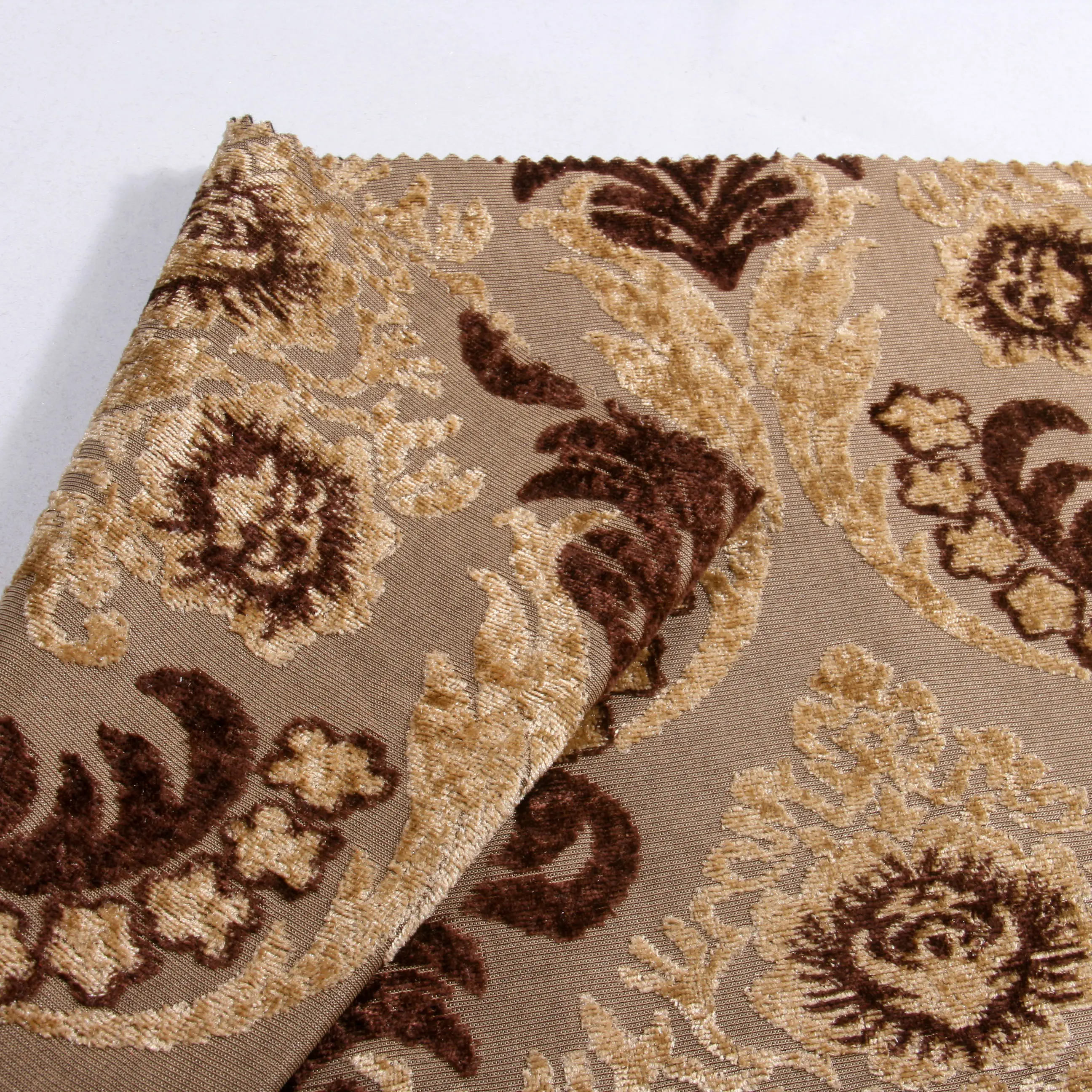 Tela de terciopelo jacquard con flores de poliéster para cubrir sofá, tela para muebles