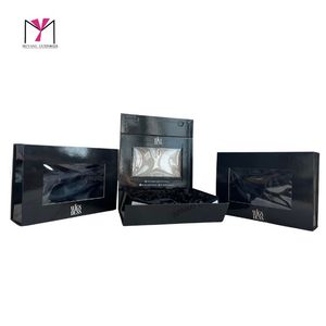 MUYANG Custom Rigid Wig <b>Box</b> with Window <b>Magnetic</b> Closure Satin Lined High-End Jewelry Packaging Rectangle Shape UV Coating - Product Image 4