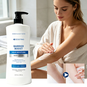 Lotion corporelle pour adultes, formule à base de plantes biologiques, logo personnalisé, lissante, apaisante, nourrissante, pour peaux sèches et sensibles, parfum frais, renforce la barrière cutanée - Product Image 1