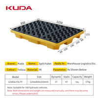 Palette de rétention des déversements KUDA 12585A-FSLTP, bac anti-fuite et résistant à la corrosion pour déchets industriels dangereux 1250x850x155mm