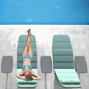 玻璃纤维/塑料日光浴躺椅展开沙滩椅海滨公共游泳池湖岸日光浴躺椅