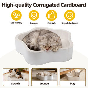 Nieuwe interactieve huisdierproducten: kattenkrabpaal en kattenbed van golfkarton in bloemvorm voor spelen en krabben - Product Image 4