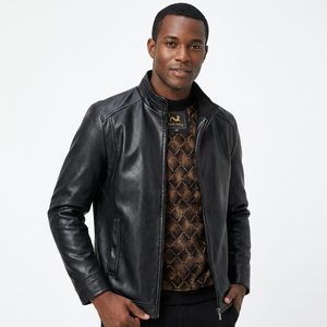 Motorcycle <b>Leather</b> <b>Jacket</b> Cross Zip Asymmetric Punk Rock Coat Sleek Designer Fashion Outerwear <b>Men</b> <b>Leather</b> <b>Jackets</b> - Product Image 3