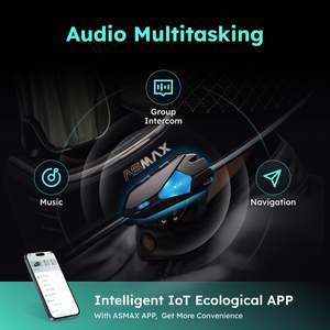 ASMAX หมวกกันน็อครถมอเตอร์ไซค์ Z1 Plus, บลูทูธ Full DUPLEX 3000เมตรไร้สายอินเตอร์คอมบลูทูธ - Product Image 6