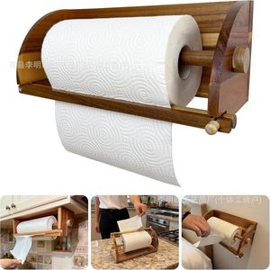 Porte-rouleau de papier toilette mural en bambou, support de téléphone mural pour salle de bain, pour l'intérieur et l'extérieur - Product Image 4