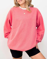 Sudadera de Algodón con Cuello Redondo y Hombros Caídos para Mujer, Estilo Oversize, Personalizable, en Oferta