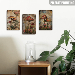 Plaque murale en métal motif champignon volant, imprimé floral, décoration murale pour chalet, ferme, chambre à coucher - Product Image 5