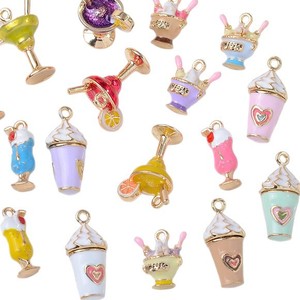 Summer New 3D Alloy Accessories Cute Pendant Cocktail Coffee Soda Ice Cream Bracelet Diy Charms - Product Image 5