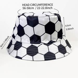Nuevo Sombrero de Pescador de Terciopelo con Estampado Digital de Fútbol para Hombre y Mujer, Protección Solar Casual para Exteriores, Cuatro Estaciones, 100% - Product Image 4