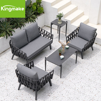 Ensemble de meubles de patio en métal tressé Foshan, canapé de jardin en aluminium avec coussins imperméables