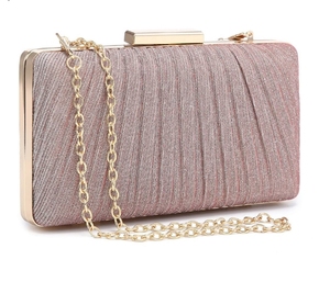 Burgundy Satin Pleated Shimmer Tassel Evening <b>Clutch</b> <b>Bag</b> Women Gold Chain Strap Metal Frame Hasp Prom <b>Wedding</b> Purse - Product Image 3