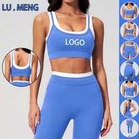Vêtements pour femmes, vêtements de sport, soutien-gorge de fitness slim fit, vêtements de sport athleisure, vêtements côtelés, color blocking, soutien-gorge de yoga 2 en 1 pour femmes