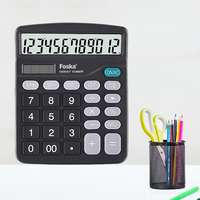 Calculatrice de bureau Foska en promotion avec 12 chiffres pour le bureau et les étudiants, alimentation solaire + piles AAA