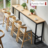 Table de bar à desserts, mobilier de restaurant, style nordique, en bois massif, table haute, 1 pièce