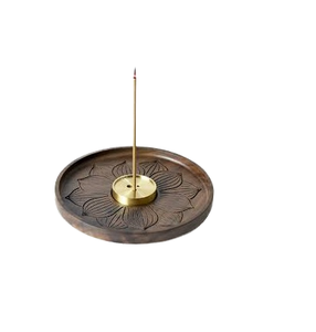 Support d'encens moderne en bois de santal massif de qualité supérieure, écologique, pour 4 bâtonnets, avec cendrier, pour méditation, prières à domicile, printemps-été - Product Image 1