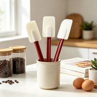 Spatula Silikon Tahan Panas, Pengikis Kue Anti Lengket, Spatula Krim dengan Gagang PP, Aman untuk Mesin Cuci Piring, Set Alat Panggang