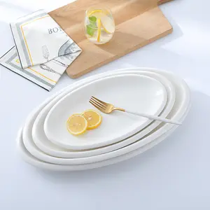 Prato de cerâmica branco descartável para jantar, prato de peixe para hotel, restaurante, comemoração do dia das mães, ano novo chinês