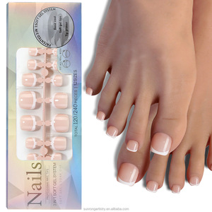 120pcs French Toenail Tips Artificial Fingernails Nude Glitter Soft Gel <b>Nail</b> Tips Press on Toe <b>Nails</b> <b>Set</b> - Product Image 3
