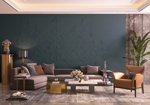 نحت مخصص محكم للمنزل ديكور داخلي مقاوم للماء ديكور داخلي فاخر من القماش والجلود تصميم لوحة فنية للجدران - Product Image 3