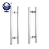 Poignée de porte en verre 2024 en acier inoxydable, tube carré, pour porte en bois, électroplaquée, forme H, grande poignée de levier de porte