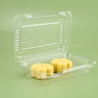 Boîte d'emballage transparente en PET de qualité alimentaire, écologique, avec couvercle rabattable, pour gâteaux et desserts, design rectangulaire