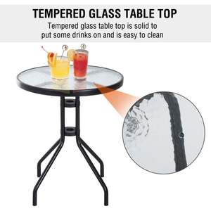Hot Selling Durable Outdoor 3-Piece Bistro Set Metal Frame Wicker and Mesh Chairs with Glass Top <b>Round</b> <b>Table</b> for Hotel Use - Product Image 6